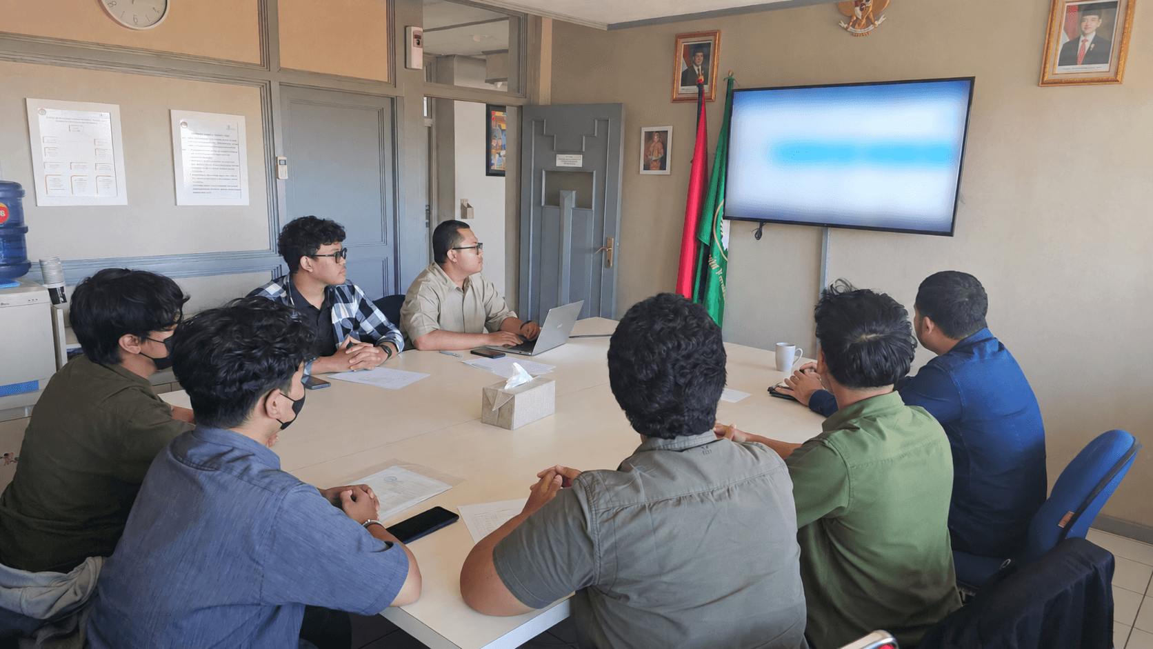 Team discussion during my Full Stack Developer internship at Perumda Air Minum Tirta Raharja.